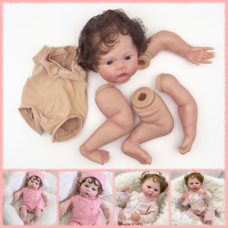 Baby Products For Curly Hair - 18 インチ草原リボーン人形キット未組み立てリアルな複数層絵画人形パーツ目に見える静脈手根カーリーヘア
