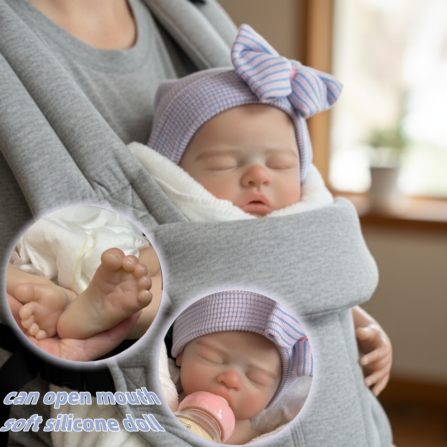 Baby Products Trending - 16インチの開口部が広いフルソリッドシリコンリボーンドール、手描き、未塗装のベビードール、ボネカ・リボーン、シリコン製ボディ