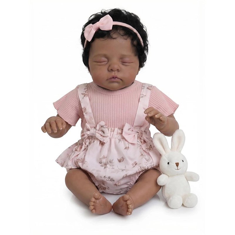 48CM新生児手作り人形アイリス褐色肌巻き毛寝ている女の子人 - Baby Products For Curly Hair のレビューと価格