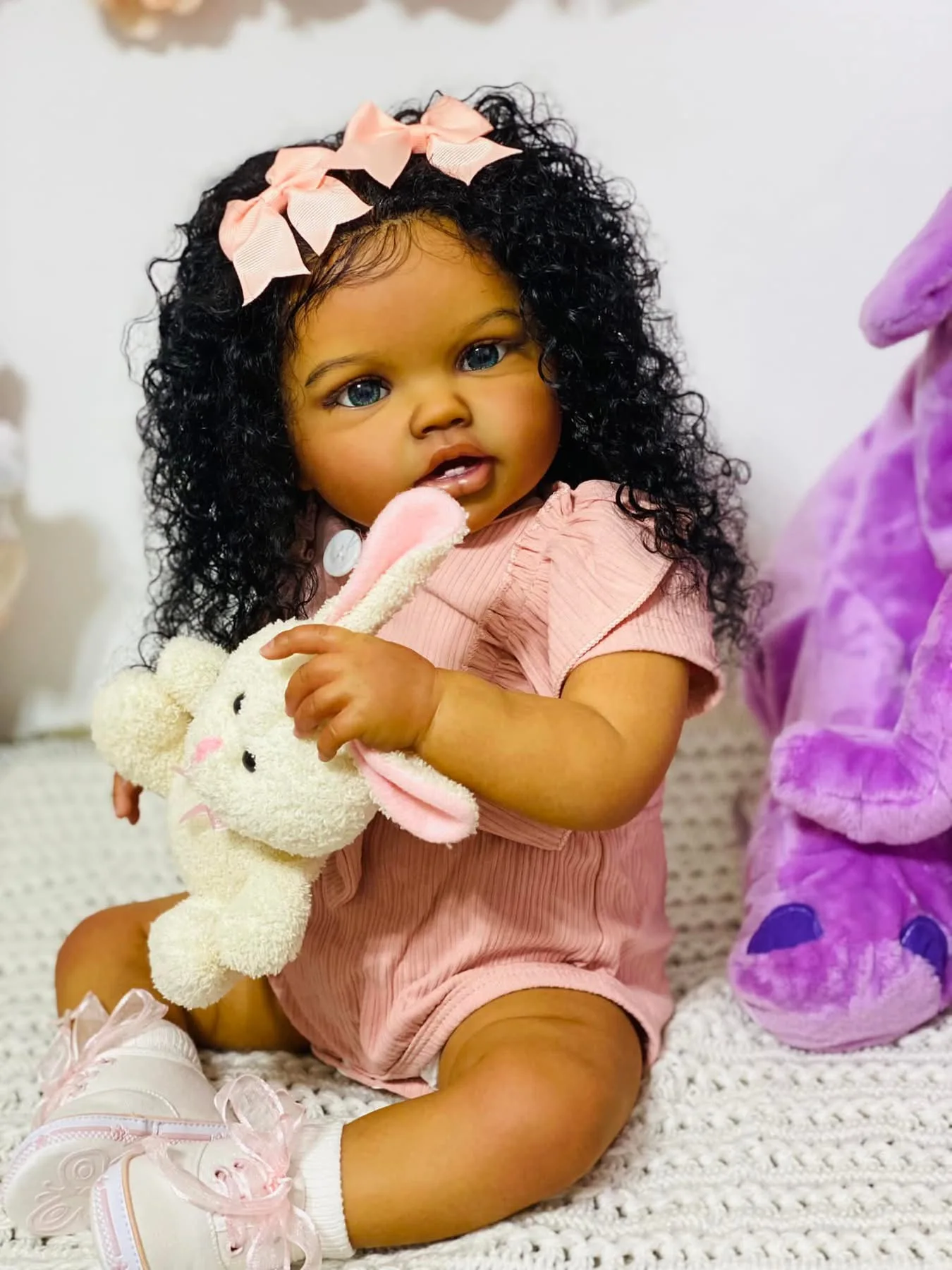 24 インチリボーンベビー幼児ロッティダークブラウン肌アフリ - Baby Products For Curly Hair のレビューと価格